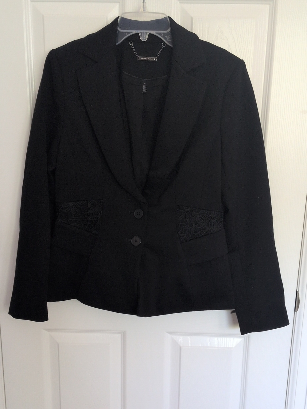 WHBM Black Signature Lace Two Button Blazer - 8